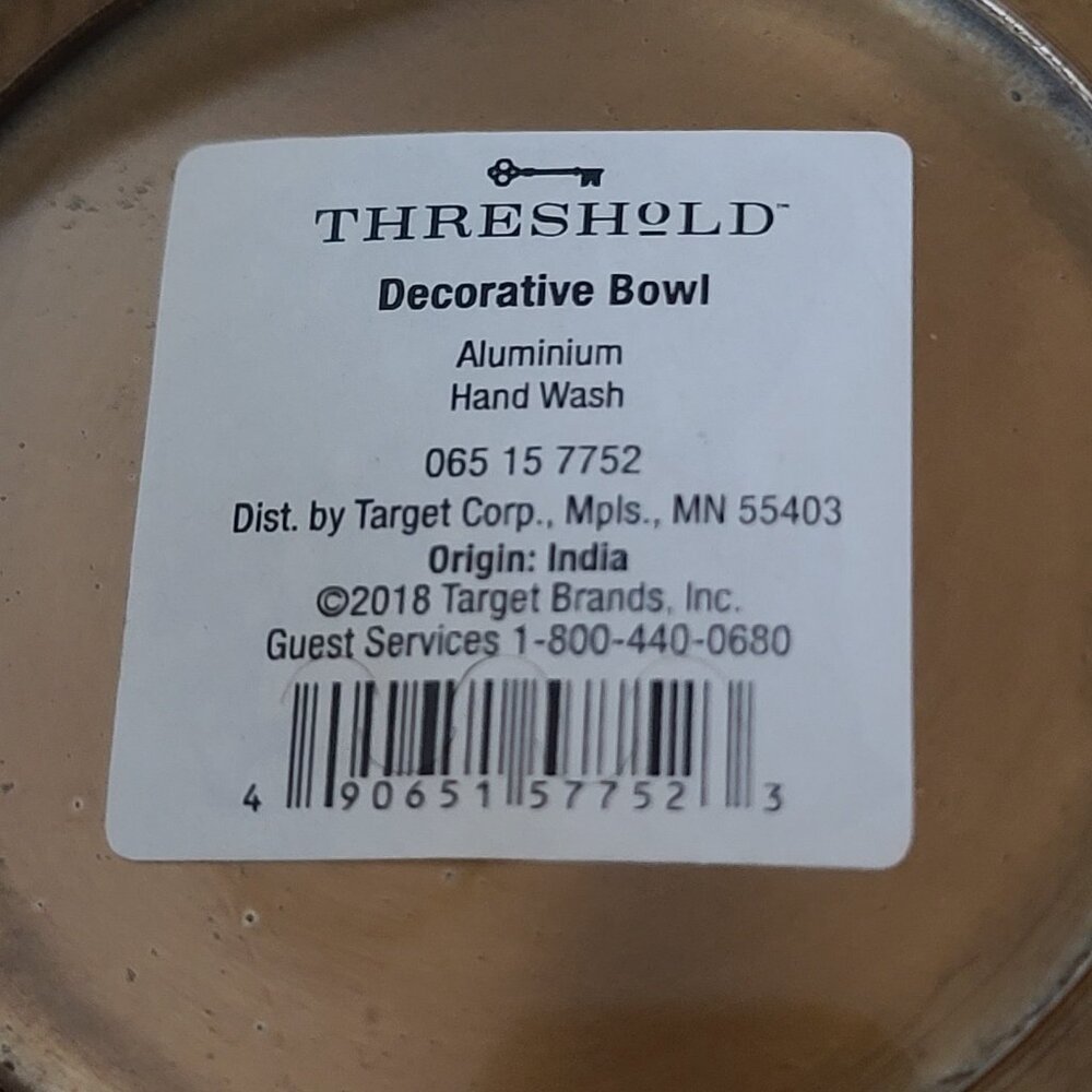Target Threshold Large Decorative Bowl Copper Finish Aluminum Revere Style NEW - Picture 3 of 7